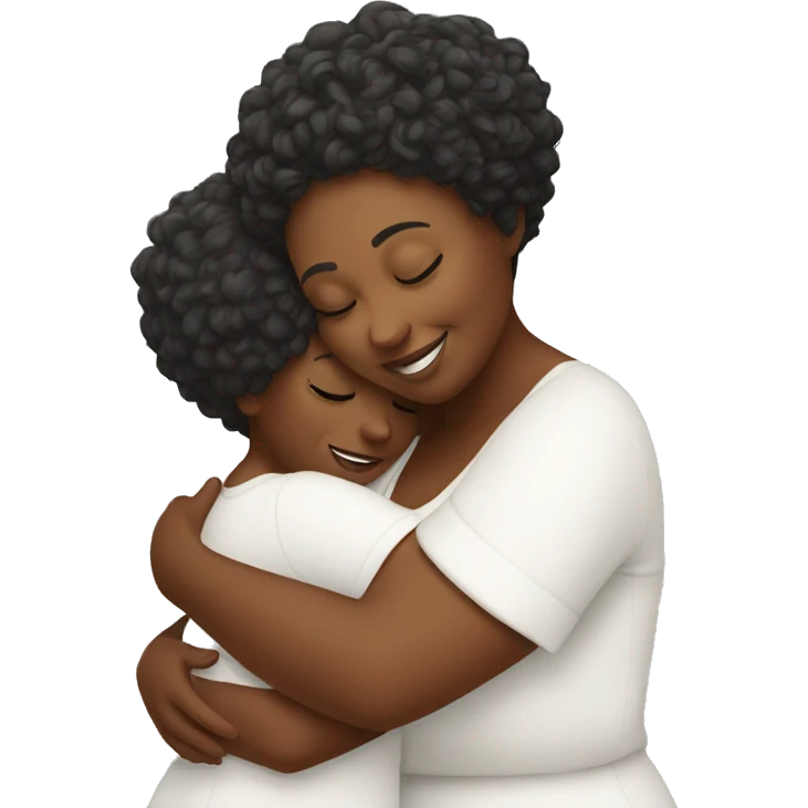 a white plus sized lady hugging her daughter  emoji
