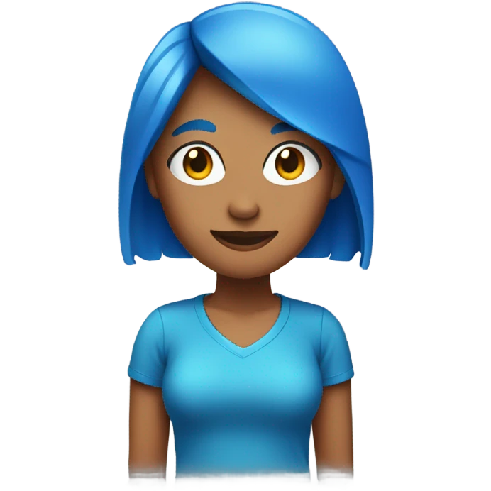 a woman with blue hair in red tshirt emoji