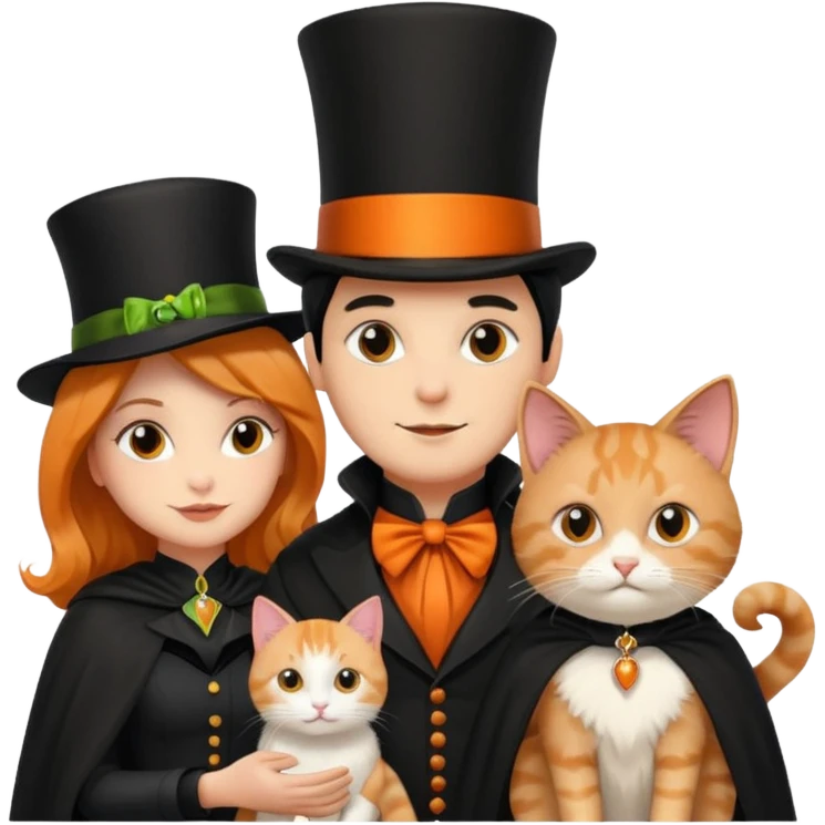 magician couple and their pet cat emoji