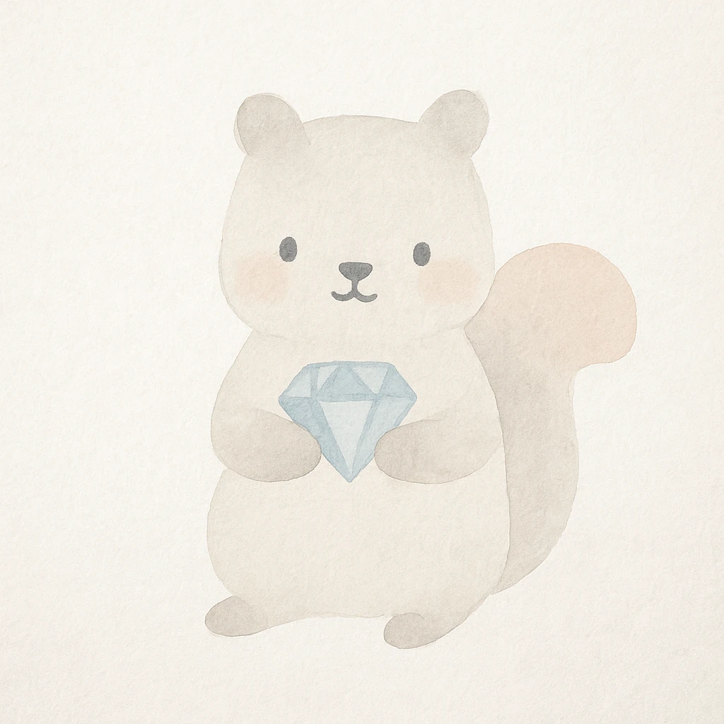 cute animal holding a diamond emoji