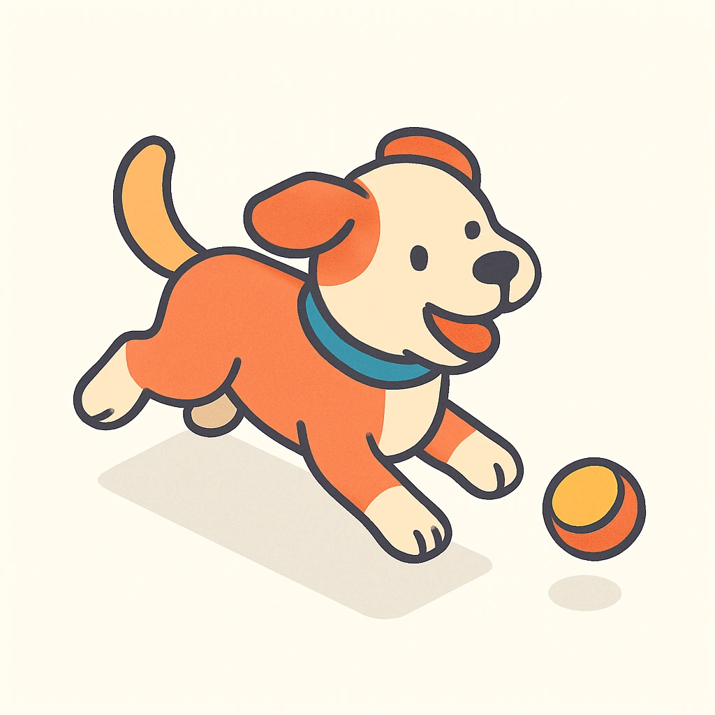 happy dog running after ball emoji