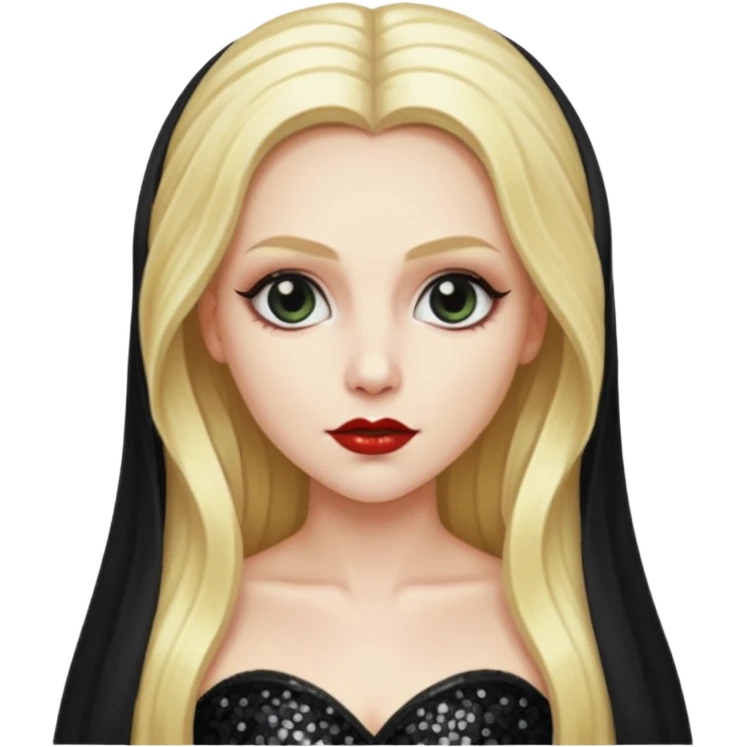 Bride of Dracula with long blonde hair, black sequin outfit emoji