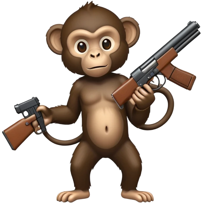 Black monkey holding a gun emoji
