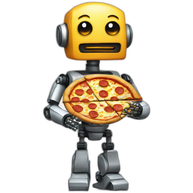 Robot con pizza emoji
