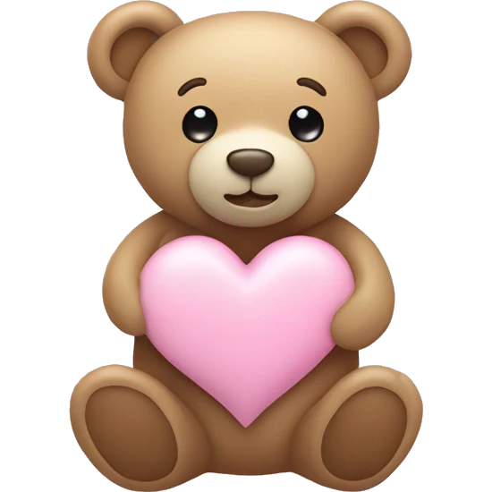 beige teddy bear and a pink pastel heart emoji