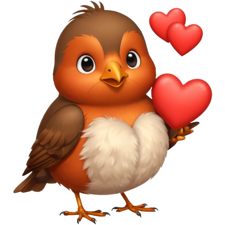 Robin bird with love hearts emoji