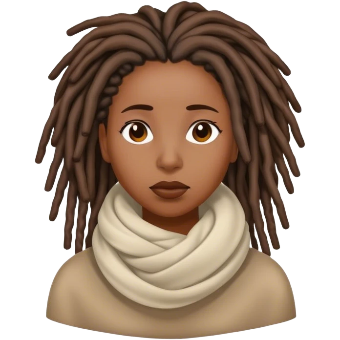 Black woman with locs feeling cold emoji