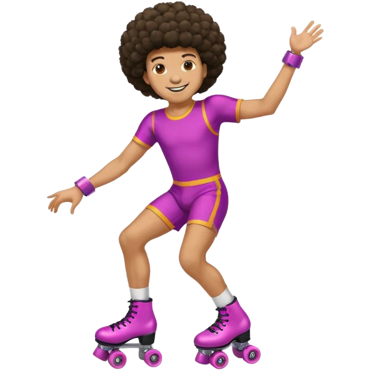 man afro hair disco dress and roller skate emoji