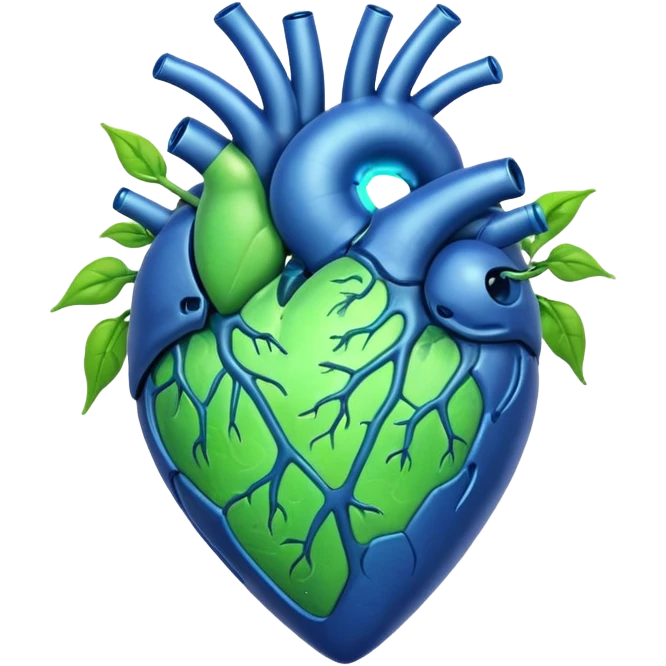 Blue ameba heart green photosynthesis cells alien heart emoji