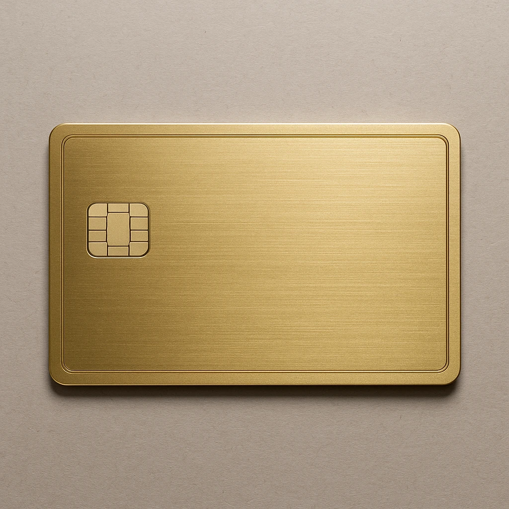 realistic style American Express Gold credit card, gold color, no text emoji