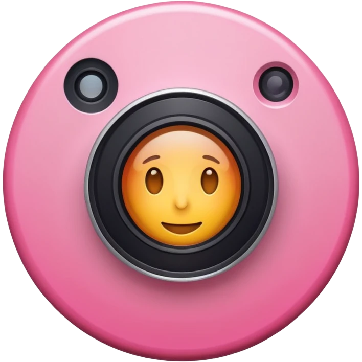A round camera lens, apple emoji style, minimalist, with highlights, no faces, pink, variant 6 emoji