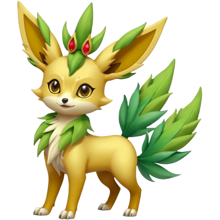 Fennekin-Amaura-Leafeon-Fakémon-Digimon-fusion (full body) emoji
