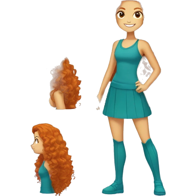 The girl with a long curly ginger hair in totally spies style full body  emoji