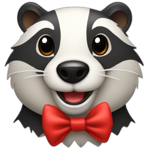 happy badger with red bow on head emoji