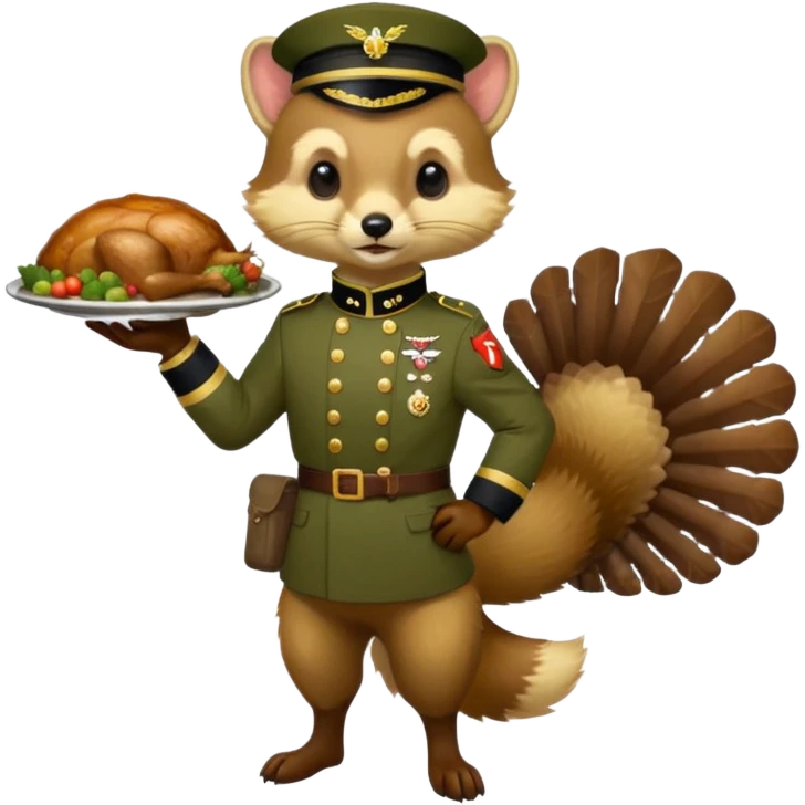  PineMarten in military uniform turkey emoji