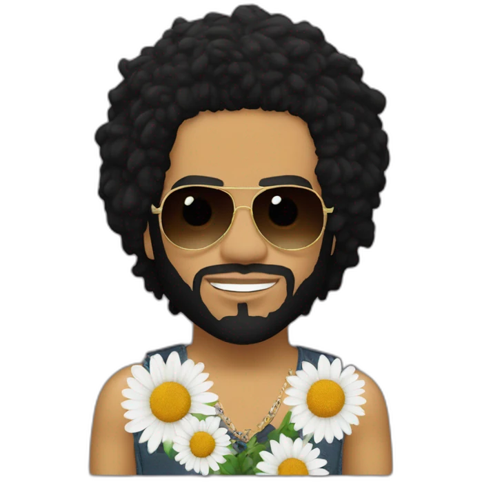 Lenny Kravitz qui ramasse des fleurs emoji