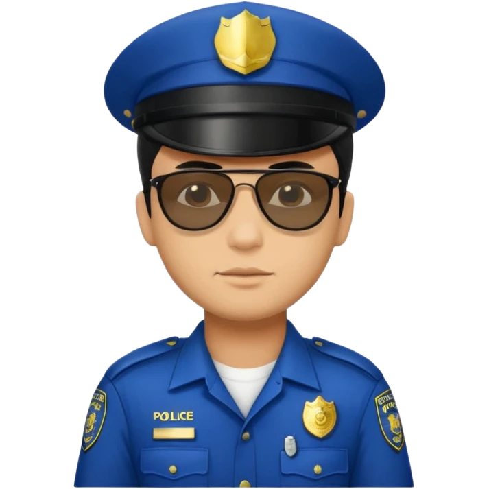 man police with hair style and hats and sun glasses black dress emoji