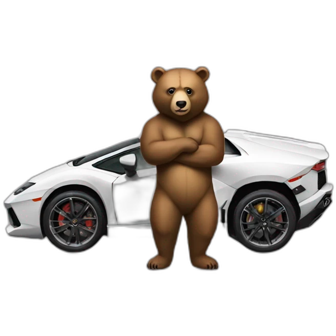 bear leaning on a lambo emoji