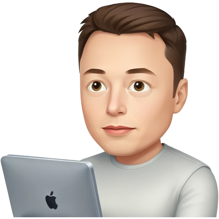 Elon musk con una computadora emoji