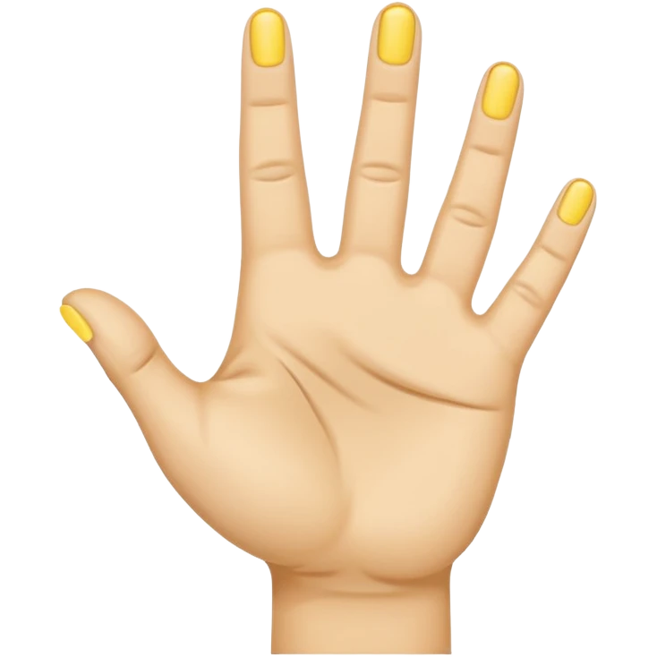 A simple emoji-style illustration of a human hand with four fingers raised and the thumb folded down across the palm emoji