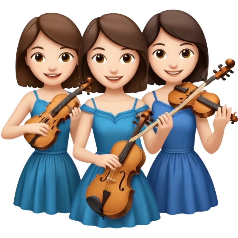 Create an imagine of three brunette women playing string instruments emoji