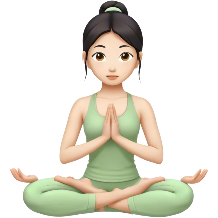 asian yoga girl light green clothes  emoji