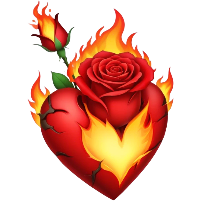 a burning heart with a rose emoji