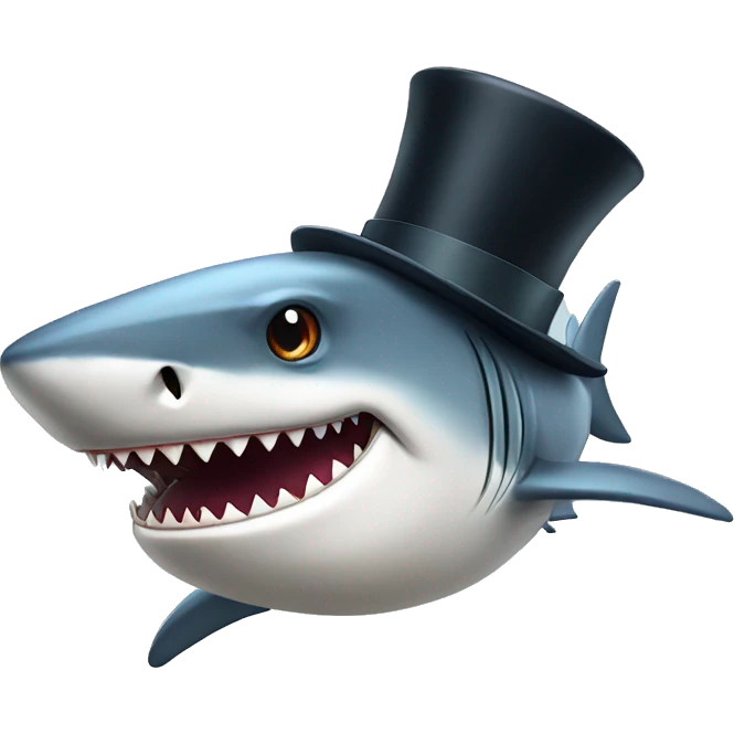 Shark with a top hat emoji