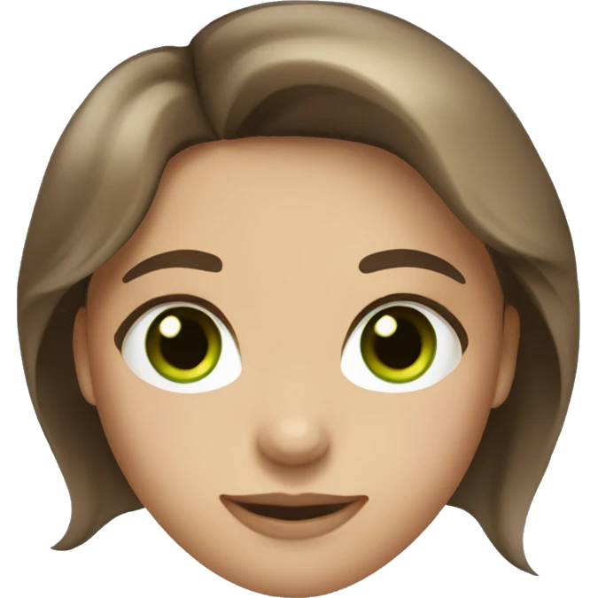 girl with medium length hair brown hair and green eyes emoji