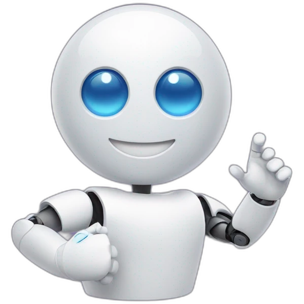 cute chatbot waving his right arm hello emoji