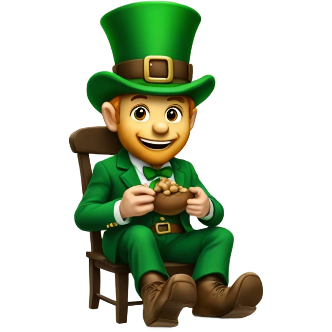 Leprechaun eating an acorn emoji