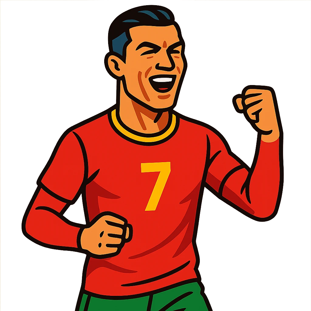 Cristiano Ronaldo, football star, vibrant toon style emoji