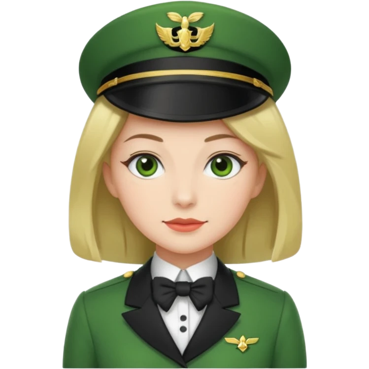 Lady butler with tigh hair and green uniform emoji