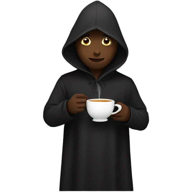 Black hooded figure with a cup of tea emoji