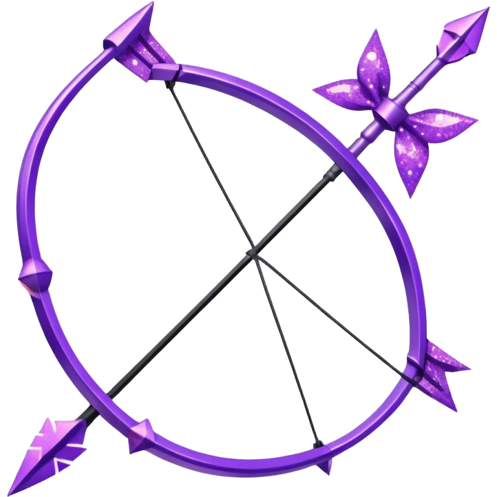 Glitter Arco e flecha roxo emoji