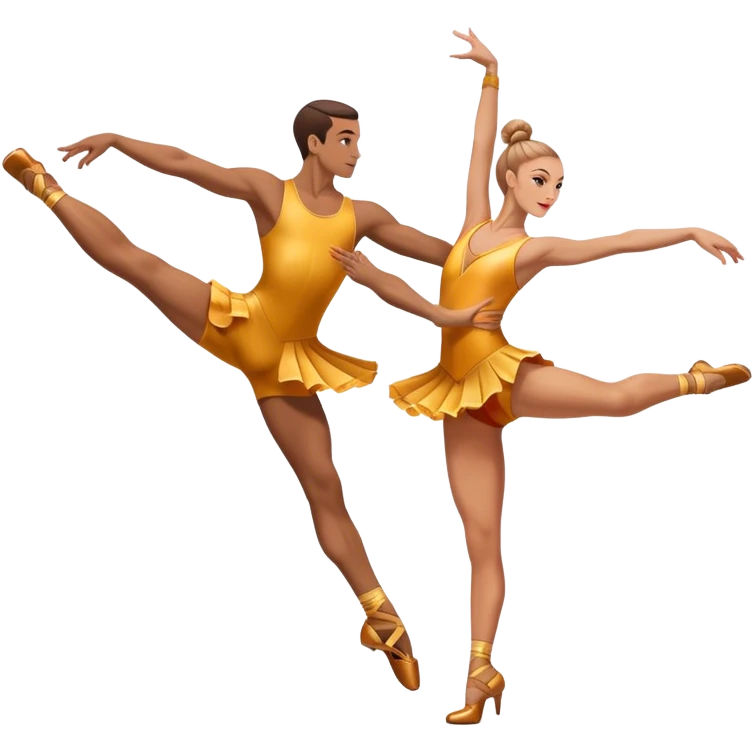 Icon for Sports Dance: a couple in competitive dance attire performing a synchronized dance with acrobatic lifts, dance shoes, rhythmic floor, and a competition backdrop. The icon should capture athleticism, technique, and precision in sports dance. Transparent background. emoji