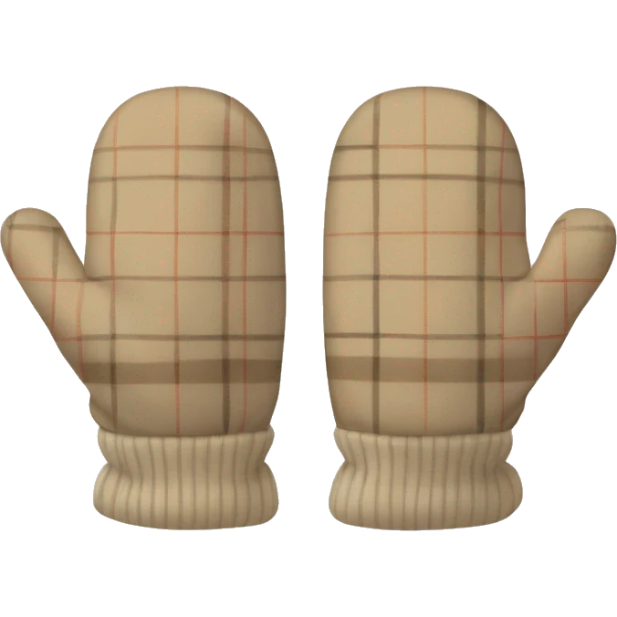 pair of plaid beige winter mits emoji