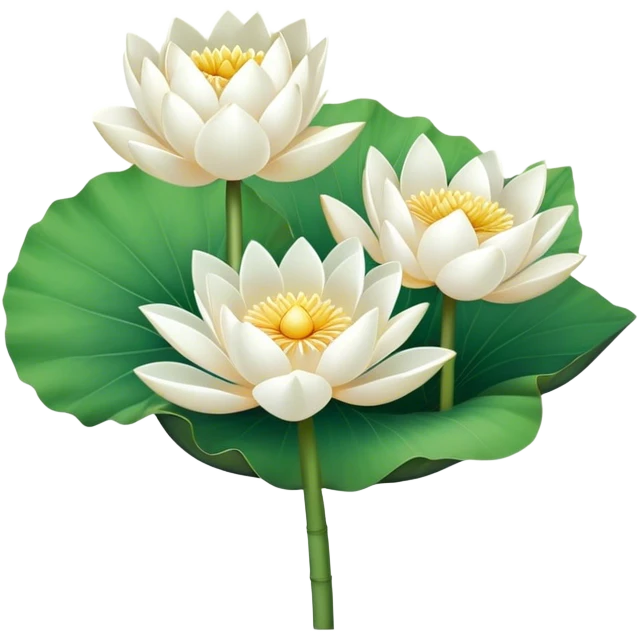 bouquet white Nymphaea lotus,stem, lotus leaf emoji