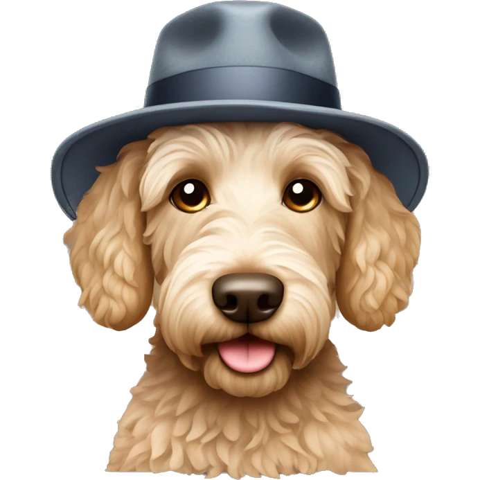 Labradoodle wearing a hat emoji