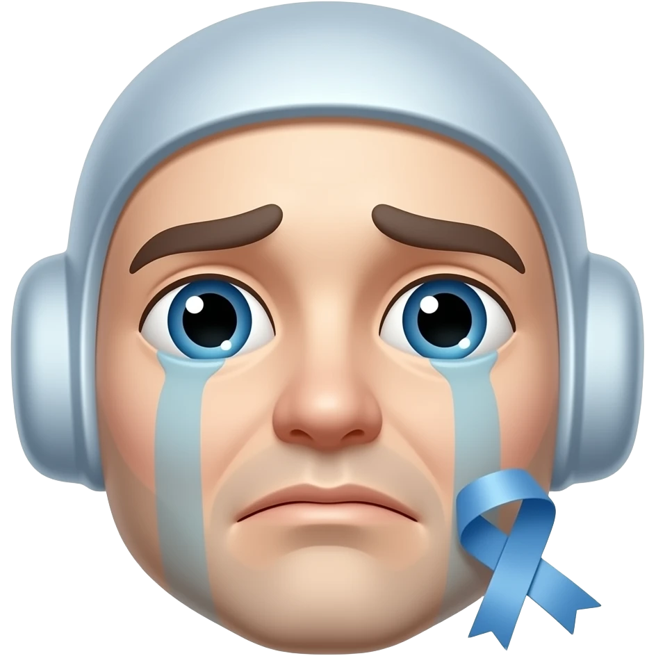 The Shy Look: "Pleading face emoji with a tiny blue ribbon." emoji