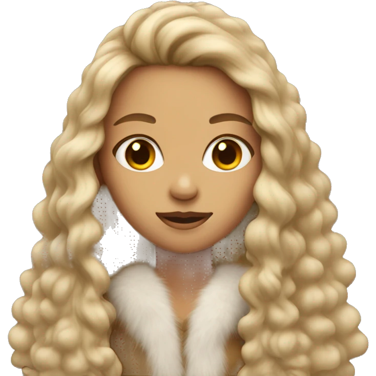 dark blonde girl with long hair in fur emoji
