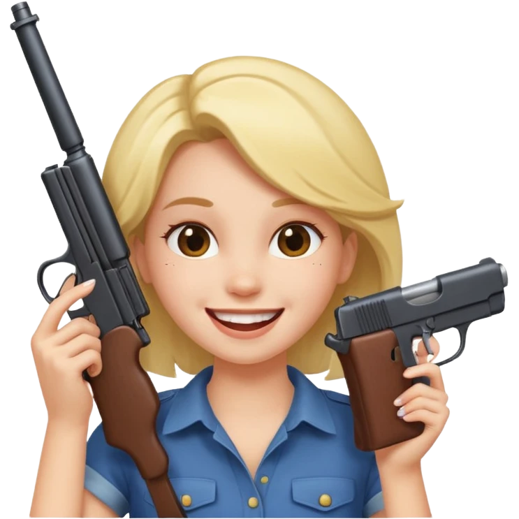 girl smiling and laughing ava holding a fake gun to the side of her head emoji