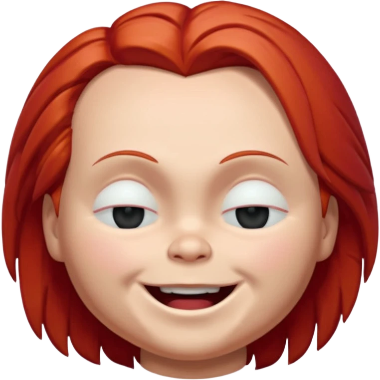 Chucky smiling by with eyes closed emoji
