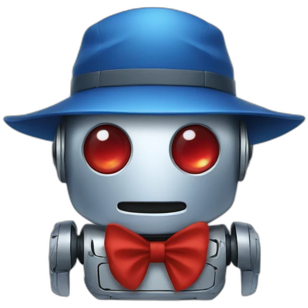 robot with red eyes and blue fisherman hat emoji