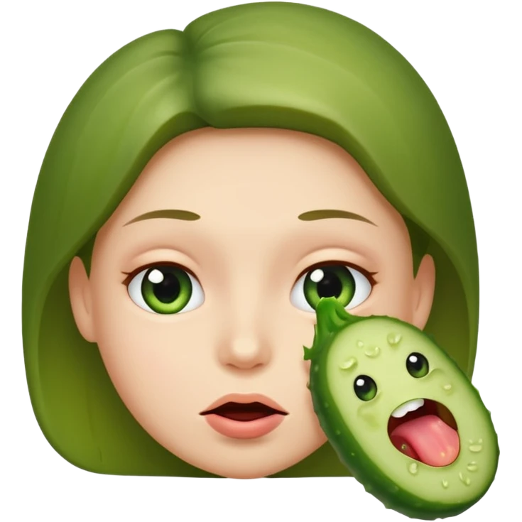 blushing face with pickle in mouth emoji