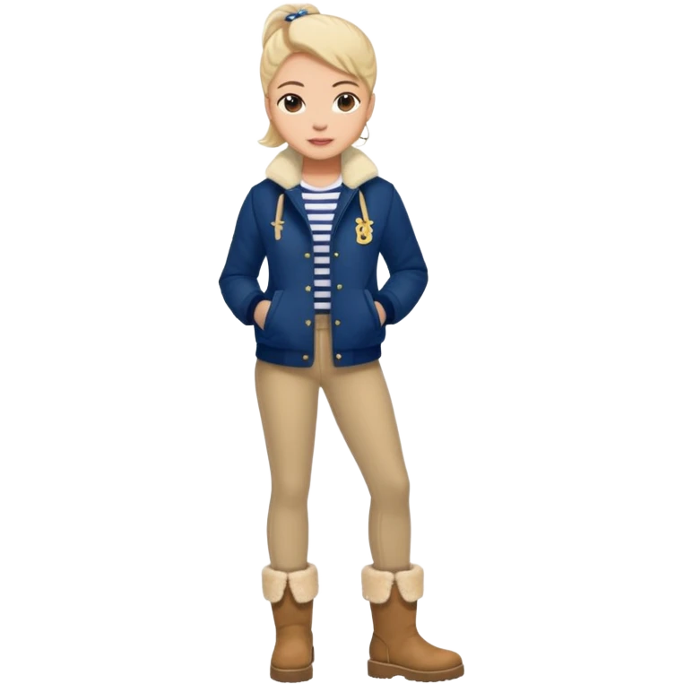 Preppy baddie with Uggs and a preppy outfit emoji