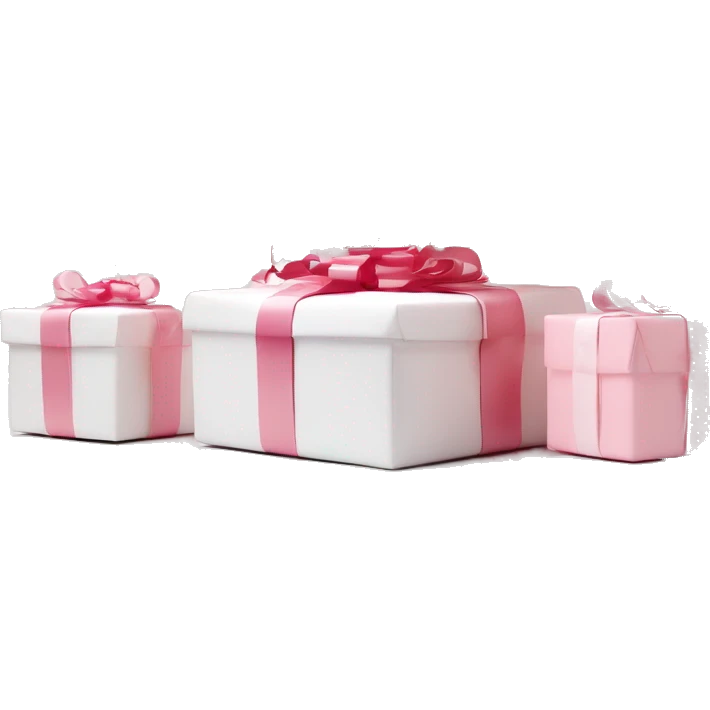 Light pink Christmas gifts under a white Christmas tree  emoji