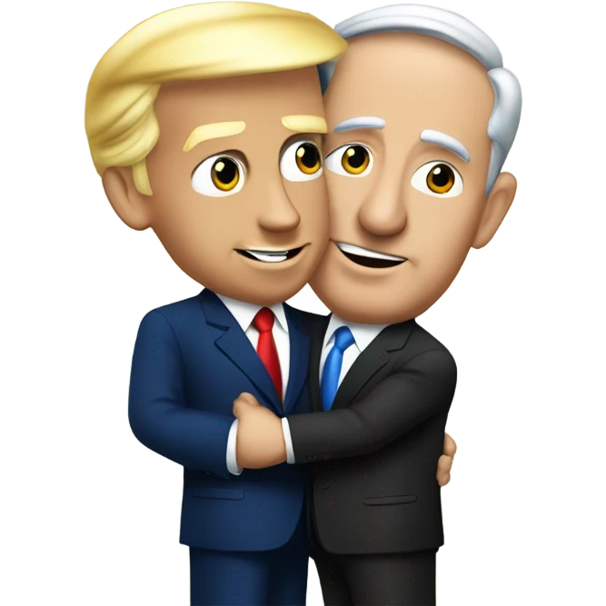 netanyahu and trump cuddling  emoji