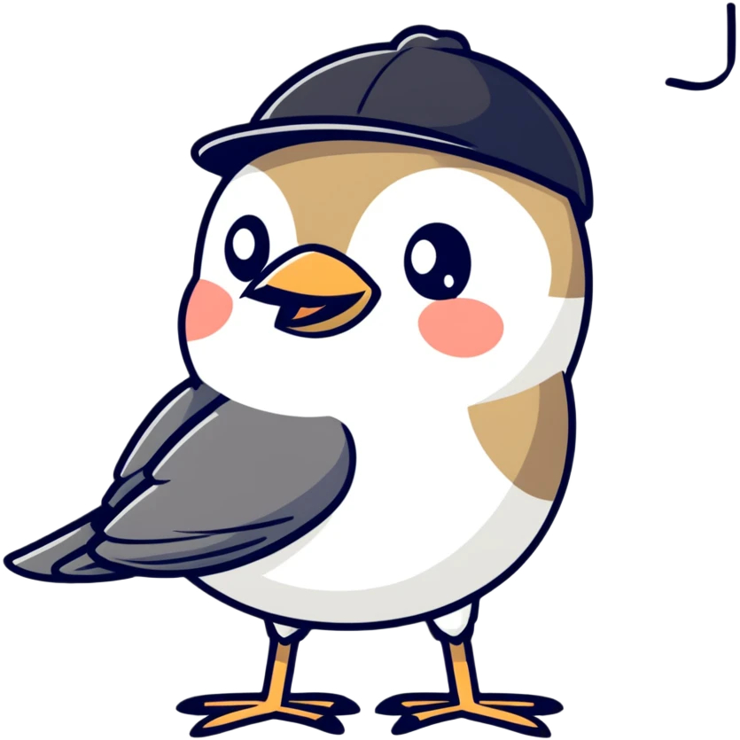 cute chickadee bird with black cap and white cheeks emoji
