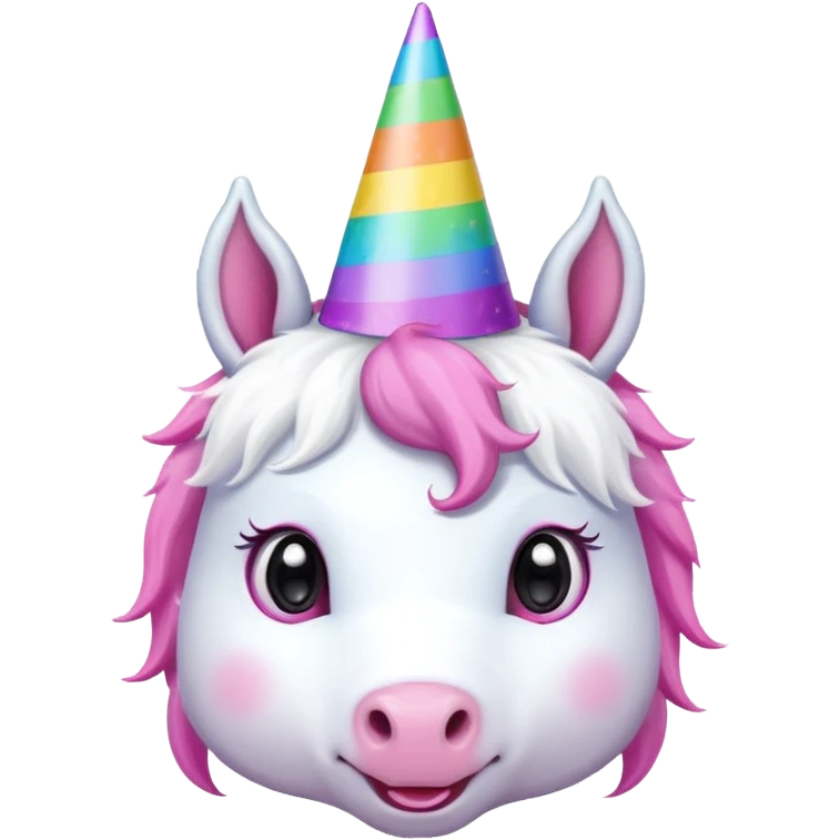 unicorn face cute wearing hat emoji